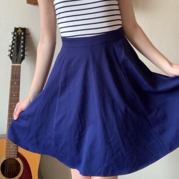 Navy blue and white striped dress - Picture 2 of 3